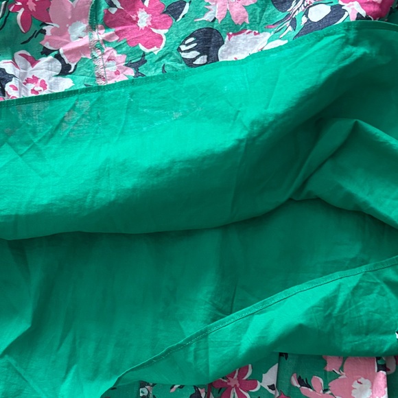 J. Crew Green Floral Midi Dress with Pink & White Flowers - Picture 7 of 13